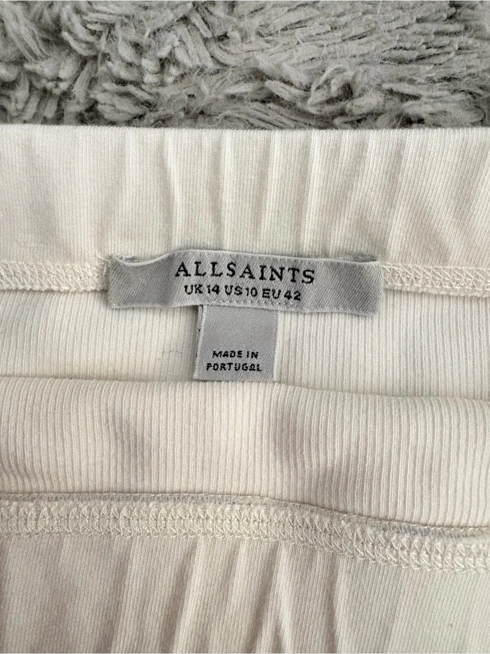 All Saints Ivory Ribbed Knit Midi Skirt